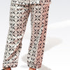 Abstract Black Silver Pineapple Print Silk Night Suit for Women | Notch Collar, Loose Fit Shirt, Trouser & Eye Cover Set