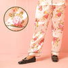 Golden Night Suit with Pink Floral Design Silk Night Suit for Women | Notch Collar, Loose Fit Shirt, Trouser & Eye Cover Set