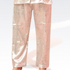 Abstract Silver Gray Print Silk Night Suit for Women | Notch Collar, Loose Fit Shirt, Trouser & Eye Cover Set