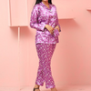 Purple White Design Silk Night Suit for Women | Notch Collar, Loose Fit Shirt, Trouser & Eye Cover Set