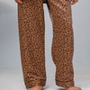 Cheeta Brown Cheeta Print Silk Night Suit for Women | Notch Collar, Loose Fit Shirt, Trouser & Eye Cover Set