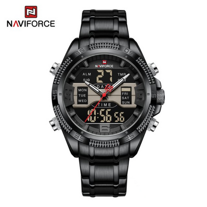 Navi Force Dual Time Exclusive Edition Men’s Watch Black Dial (NF-9201)