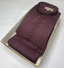 Fancy Wash n Wear Plain Kurta Collar Men's Shalwar Kameez - Marron