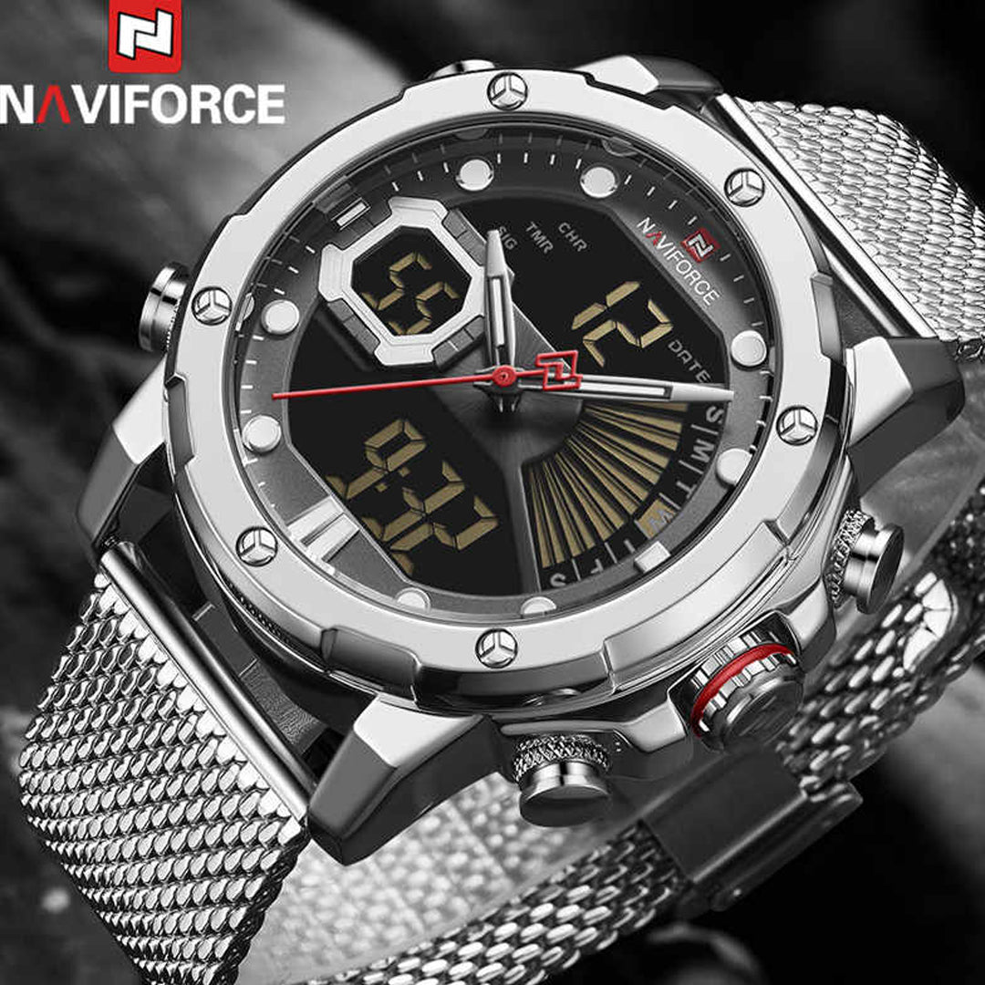 Navi Force Dual Time Edition Men’s Watch Silver (NF-9172)